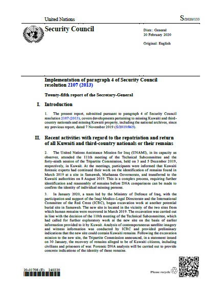 Report of the Secretary-General S/2020/133 | RSG