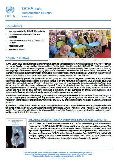 Iraq Humanitarian Bulletin, March 2020 | OCHA