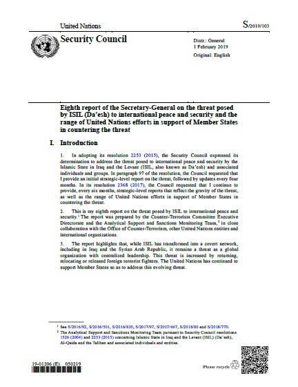 Report of the Secretary-General S/2019/103 | RSG