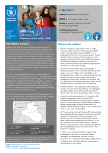 WFP Iraq Country Brief, November & December 2018