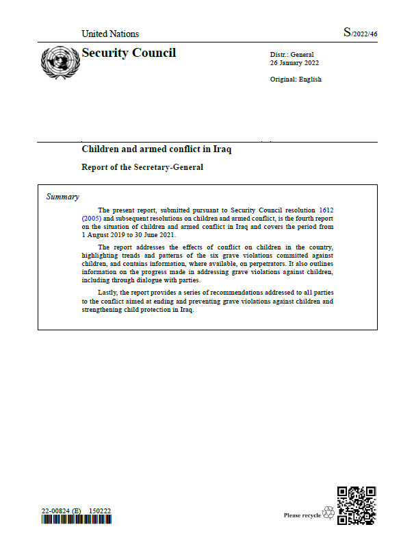 Children and armed conflict in Iraq | RSG
