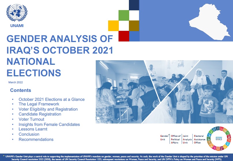 GENDER ANALYSIS OF IRAQ’S OCTOBER 2021 NATIONAL ELECTIONS | ElecRep 