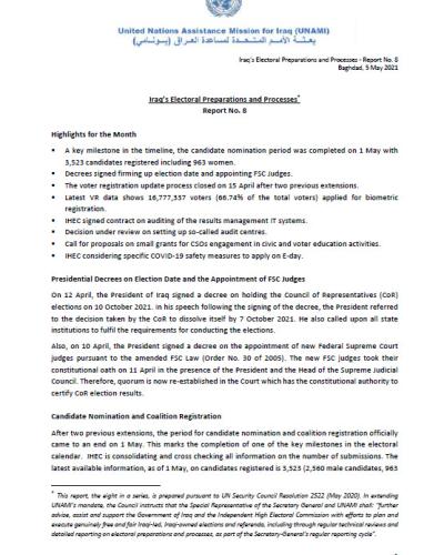 Iraq’s Electoral Preparations and Processes