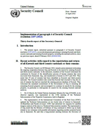 Implementation Of Paragraph 4 Of Security Council Resolution 2107 (2013 ...