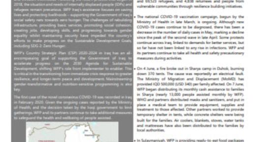WFP Iraq Country Brief, May 2021
